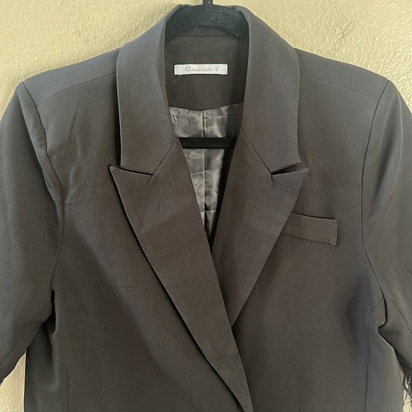 AEL Amy Enjoy Life Black One Button Blazer Feather Sleeve Mini Dress Size Small - Picture 5 of 14